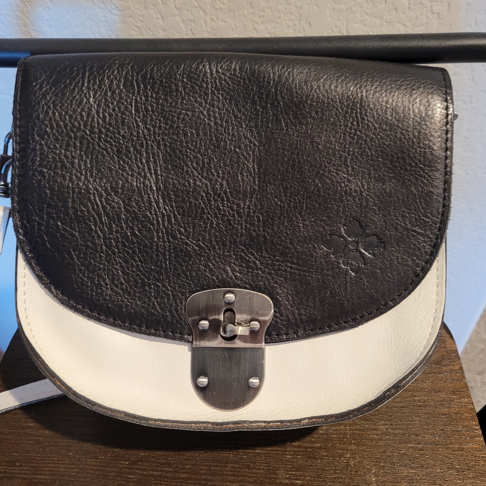 Patricia Nash Black and White Leather Crossbody Bag